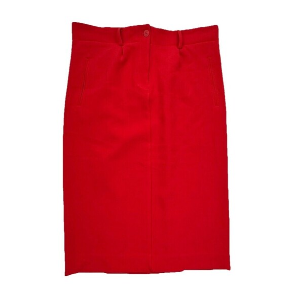 Eva Mendez Red Midi Skirt NY & CO Size 14 Double Back Split Belt Loops - Picture 1 of 7